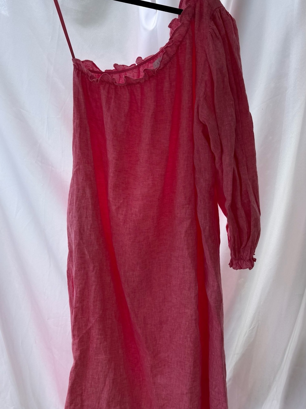 LAKE MILLY Zinnia Pink Linen One-Shoulder Dress Size Large